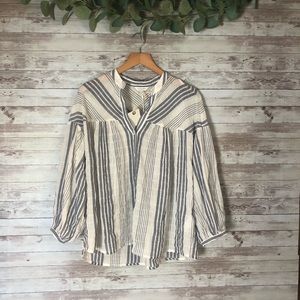Lucky Brand button up top blue/gray white size xs